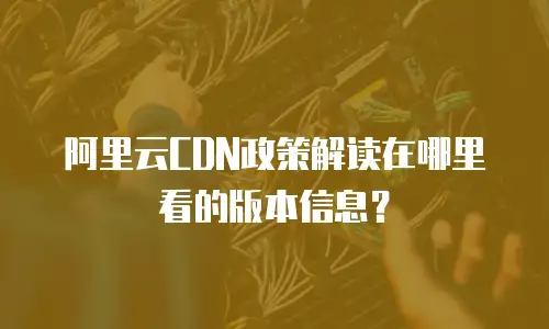 阿里云CDN政策解读在哪里看的版本信息？