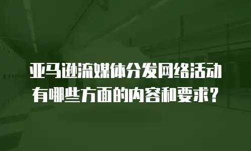 亚马逊流媒体分发网络活动有哪些方面的内容和要求？