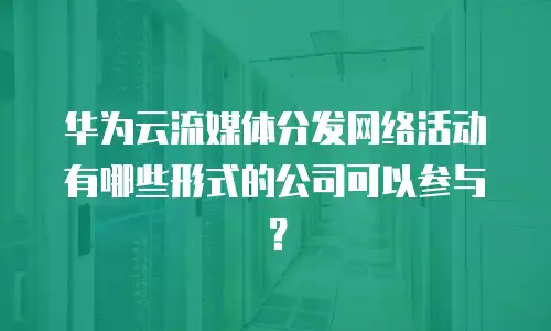 华为云流媒体分发网络活动有哪些形式的公司可以参与？
