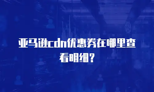 亚马逊cdn优惠券在哪里查看明细？