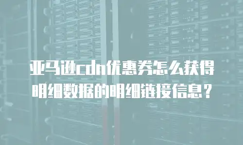 亚马逊CDN优惠券怎么获得明细数据的明细链接信息？