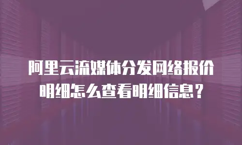 阿里云流媒体分发网络报价明细怎么查看明细信息？