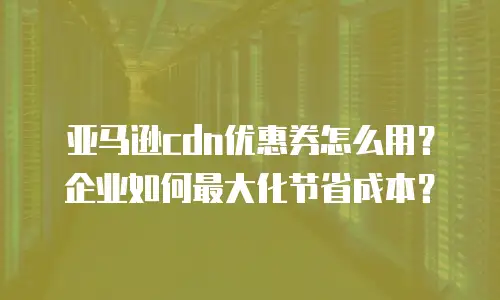 亚马逊cdn优惠券怎么用？企业如何最大化节省成本？