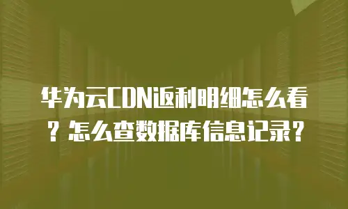 华为云CDN返利明细怎么看？怎么查数据库信息记录？