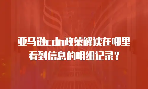 亚马逊cdn政策解读在哪里看到信息的明细记录？