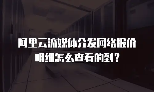 阿里云流媒体分发网络报价明细怎么查看的到？