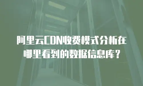 阿里云CDN收费模式分析在哪里看到的数据信息库？