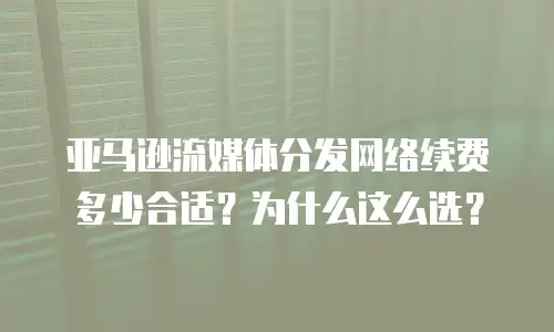 亚马逊流媒体分发网络续费多少合适？为什么这么选？
