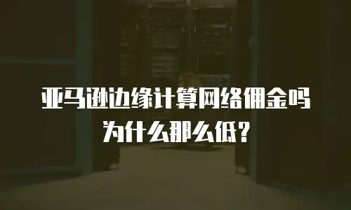 亚马逊边缘计算网络佣金吗为什么那么低？