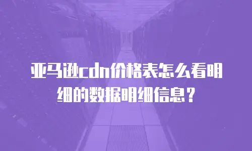 亚马逊cdn价格表怎么看明细的数据明细信息？