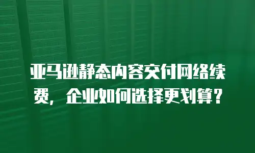 亚马逊静态内容交付网络续费，企业如何选择更划算？