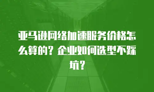 亚马逊网络加速服务价格怎么算的？企业如何选型不踩坑？