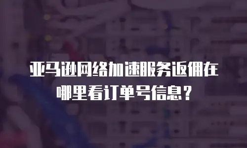 亚马逊网络加速服务返佣在哪里看订单号信息？