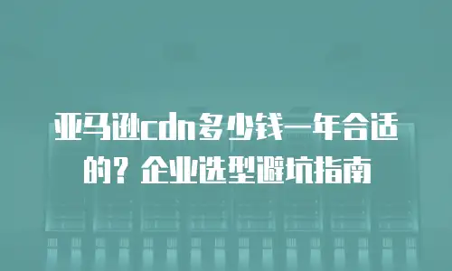 亚马逊cdn多少钱一年合适的？企业选型避坑指南