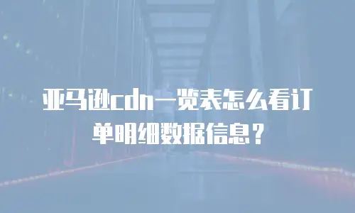 亚马逊cdn一览表怎么看订单明细数据信息？