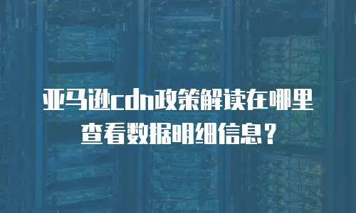 亚马逊cdn政策解读在哪里查看数据明细信息？