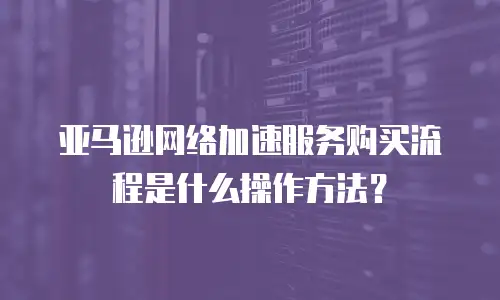 亚马逊网络加速服务购买流程是什么操作方法？