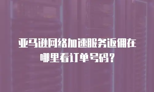 亚马逊网络加速服务返佣在哪里看订单号码？