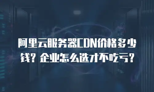 阿里云服务器CDN价格多少钱？企业怎么选才不吃亏？