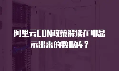 阿里云CDN政策解读在哪显示出来的数据库？