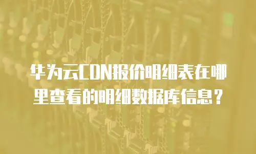 华为云CDN报价明细表在哪里查看的明细数据库信息？