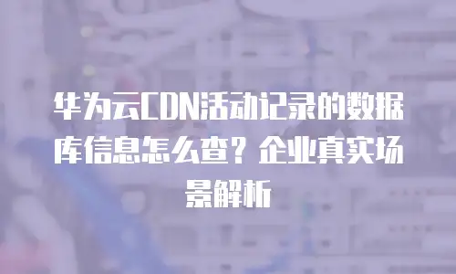 华为云CDN活动记录的数据库信息怎么查？企业真实场景解析