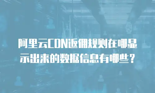 阿里云CDN返佣规则在哪显示出来的数据信息有哪些？