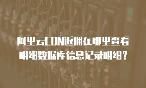 阿里云CDN返佣在哪里查看明细数据库信息记录明细？