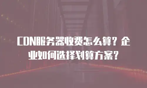 CDN服务器收费怎么算？企业如何选择划算方案？