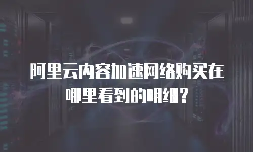 阿里云内容加速网络购买在哪里看到的明细？