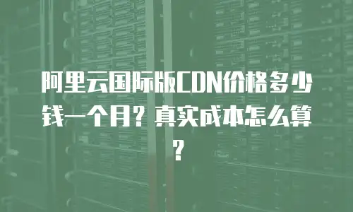 阿里云国际版CDN价格多少钱一个月？真实成本怎么算？