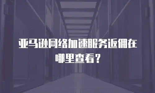 亚马逊网络加速服务返佣在哪里查看？