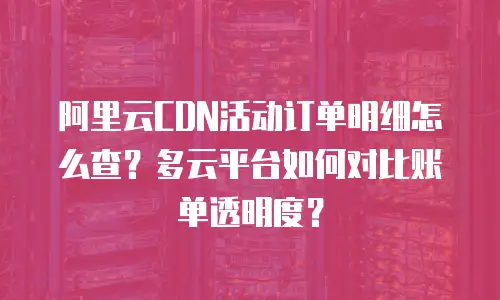 阿里云CDN活动订单明细怎么查？多云平台如何对比账单透明度？