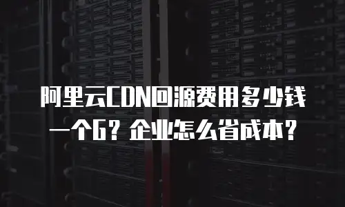 阿里云CDN回源费用多少钱一个G？企业怎么省成本？