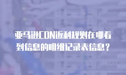亚马逊CDN返利规则在哪看到信息的明细记录表信息？