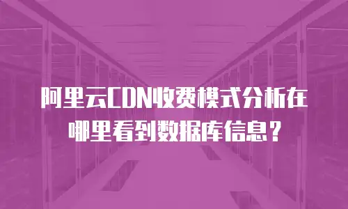 阿里云CDN收费模式分析在哪里看到数据库信息？
