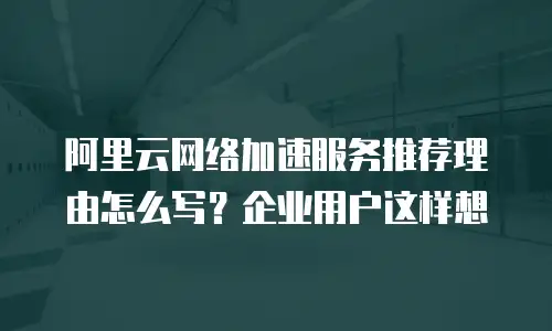 阿里云网络加速服务推荐理由怎么写？企业用户这样想