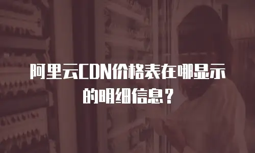 阿里云CDN价格表在哪显示的明细信息？