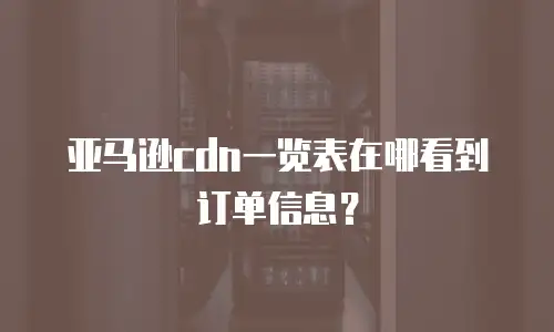 亚马逊cdn一览表在哪看到订单信息？