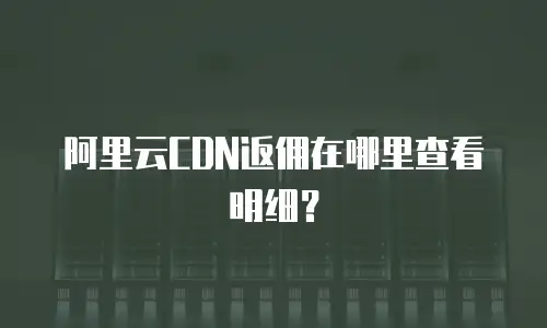 阿里云CDN返佣在哪里查看明细？