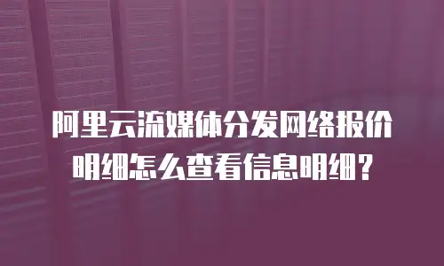 阿里云流媒体分发网络报价明细怎么查看信息明细？