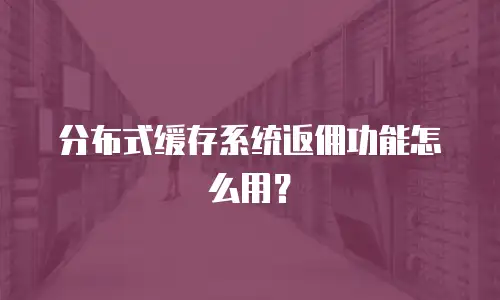 分布式缓存系统返佣功能怎么用？