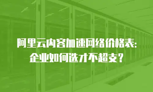 阿里云内容加速网络价格表：企业如何选才不超支？