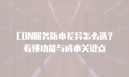 CDN服务版本差异怎么选？看懂功能与成本关键点