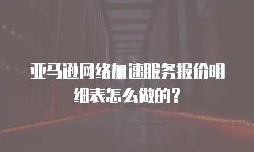 亚马逊网络加速服务报价明细表怎么做的？