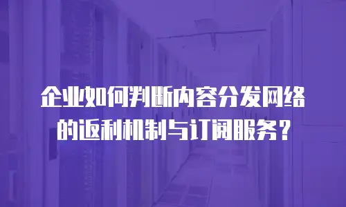 企业如何判断内容分发网络的返利机制与订阅服务？