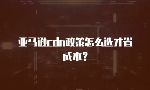 亚马逊cdn政策怎么选才省成本？