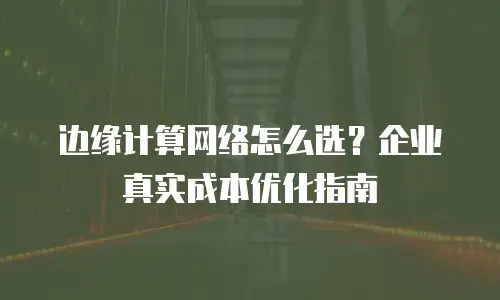 边缘计算网络怎么选？企业真实成本优化指南