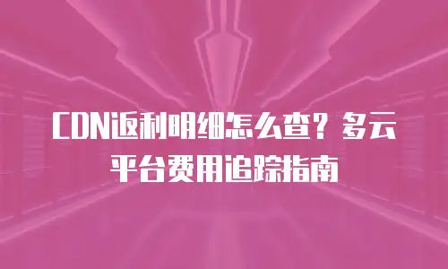 CDN返利明细怎么查？多云平台费用追踪指南