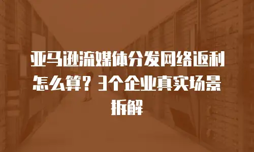 亚马逊流媒体分发网络返利怎么算？3个企业真实场景拆解